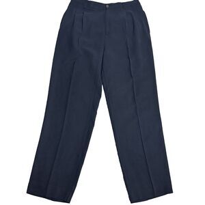 Tommy Bahama Men’s Silk Pleated Dress Pants 36 Navy Black Textured Relaxed Fit